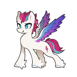 Size: 768x768 | Tagged: safe, artist:afrayedfox, imported from derpibooru, zipp storm, pegasus, pony, colored wings, female, g5, mare, multicolored wings, simple background, smiling, solo, spread wings, white background, wings