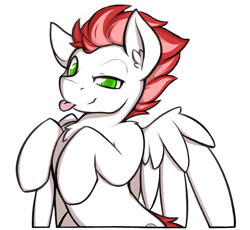 Size: 1304x1200 | Tagged: safe, artist:theparagon, imported from derpibooru, oc, oc:swift apex, pegasus, pony, :p, bust, not zipp storm, pegasus oc, simple background, smug, solo, spread wings, tongue out, transparent background, wings