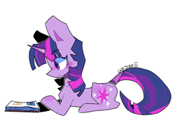 Size: 1114x854 | Tagged: safe, artist:anwa-gows-uwu, imported from derpibooru, twilight sparkle, pony, unicorn, book, eyebrows, eyebrows visible through hair, female, mare, simple background, solo, unicorn twilight, white background