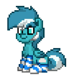 Size: 384x424 | Tagged: safe, imported from derpibooru, oc, oc only, oc:cyan stratus, pegasus, pony, pony town, animated, boop, clothes, gif, simple background, socks, solo, striped socks, transparent background