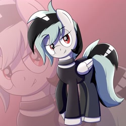 Size: 4096x4096 | Tagged: safe, artist:trackheadtherobopony, imported from derpibooru, oc, pegasus, pony, goth, looking at you, nightrage bloodlust, solo, zoom layer