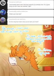 Size: 500x700 | Tagged: safe, artist:foxfaces-world, imported from derpibooru, oc, oc only, pony, unicorn, ask, curved horn, horn, male, solo, stallion, tumblr