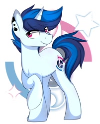 Size: 802x997 | Tagged: safe, artist:daydreamsyndrom, imported from derpibooru, oc, oc only, oc:blue decibel, pony, unicorn, ear piercing, looking at you, male, piercing, simple background, stallion