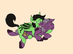 Size: 2700x2000 | Tagged: safe, artist:ponny, imported from derpibooru, oc, oc only, oc:bats, oc:pandesal, bat pony, pony, biting, blushing, collar, cuddling, duo, duo male and female, female, male, simple background