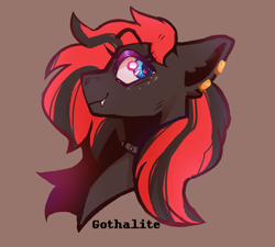 Size: 840x756 | Tagged: safe, artist:gothalite, imported from derpibooru, oc, oc:sharpe, bat pony, pony, bat pony oc, bust, choker, female, gift art, mare, piercing, simple background, solo