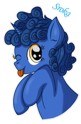 Size: 400x610 | Tagged: safe, artist:sroka, imported from derpibooru, oc, oc only, oc:nighttime wishes, pony, unicorn, female, mare, one eye closed, simple background, solo, tongue out, transparent background, wink