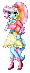 Size: 1600x3840 | Tagged: safe, artist:dazzlingmimi, imported from derpibooru, rainbow dash (g3), equestria girls, clothes, cutie mark on clothes, equestria girls-ified, g3, g3 to equestria girls, generation leap, hand on chest, open mouth, ponied up, rainbow dash always dresses in style, simple background, transparent background