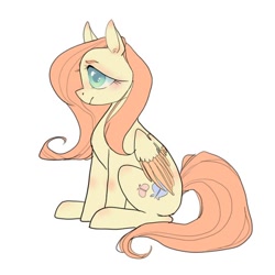 Size: 540x540 | Tagged: safe, artist:ponysforyou, imported from derpibooru, fluttershy, pegasus, pony, female, folded wings, mare, profile, side view, simple background, sitting, solo, white background, wings