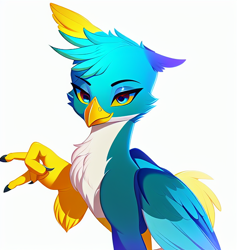 Size: 600x632 | Tagged: safe, imported from derpibooru, gallus, griffon, ai content, ai generated, male, simple background, solo, white background