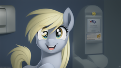 Size: 1024x576 | Tagged: safe, imported from derpibooru, derpy hooves, pegasus, pony, ai content, ai generated, cute, female, mare, open mouth, solo