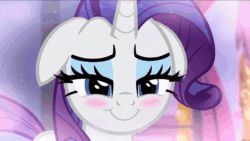 Size: 600x338 | Tagged: safe, artist:georgegarza01, imported from derpibooru, rarity, spike, dragon, pony, unicorn, animated, blushing, close-up, cute, eye shimmer, fan animation, female, fingers together, floppy ears, grin, lidded eyes, looking at each other, looking at someone, love, male, nervous, nervous grin, no excuse for the heart, raribetes, reference, shipping, show accurate, smiling, sparity, spikabetes, straight, youtube link