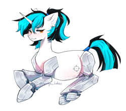 Size: 2916x2580 | Tagged: safe, artist:tyutyaloh123, imported from derpibooru, oc, oc only, oc:flawless ice, cyborg, pony, unicorn, female, horn, mare, paternity mark, ponytail, pregnant, solo, tail, tail wrap