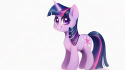 Size: 1024x576 | Tagged: safe, imported from derpibooru, twilight sparkle, pony, unicorn, ai content, ai generated, cute, female, mare, simple background, solo, unicorn twilight, white background