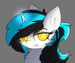 Size: 1592x1342 | Tagged: safe, imported from derpibooru, oc, oc:flawless ice, cyborg, pony, unicorn, bust, cybernetic eyes, glowing, glowing horn, horn, solo