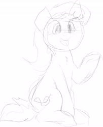 Size: 3322x4096 | Tagged: safe, artist:zippysqrl, imported from derpibooru, octavia melody, earth pony, pony, female, grayscale, monochrome, non-dominant hand drawing, raised hoof, simple background, sitting, sketch, solo, underhoof