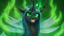 Size: 1024x576 | Tagged: safe, imported from derpibooru, queen chrysalis, changeling, changeling queen, ai content, ai generated, female, solo