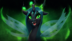 Size: 1024x576 | Tagged: safe, imported from derpibooru, queen chrysalis, changeling, changeling queen, ai content, ai generated, female, solo