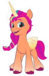 Size: 278x430 | Tagged: safe, imported from derpibooru, sunny starscout, alicorn, pony, cute, g5, low quality, race swap, simple background, solo, sunnycorn, white background