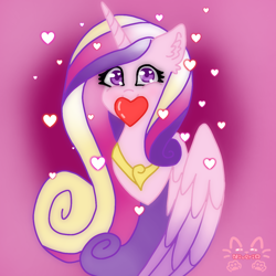 Size: 1280x1280 | Tagged: safe, artist:niveria25, imported from derpibooru, princess cadance, alicorn, pony, female, hearts and hooves day, mare, solo