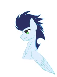 Size: 581x775 | Tagged: safe, imported from derpibooru, soarin', pegasus, pony, male, simple background, smiling, solo, stallion, white background