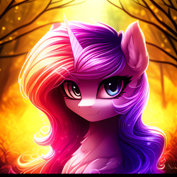 Size: 2048x2048 | Tagged: safe, imported from derpibooru, oc, pony, unicorn, ai content, ai generated, chest fluff, ear fluff, generator:purplesmart.ai, generator:stable diffusion, solo
