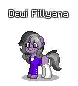 Size: 160x176 | Tagged: safe, artist:dematrix, imported from derpibooru, oc, oc only, oc:dewi fillyana, pony, pony town, clothes, female, gray mane, mare, pixel art, simple background, socks, solo, transparent background
