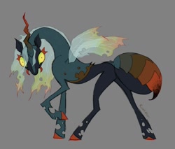 Size: 1342x1146 | Tagged: safe, artist:runkpori, imported from derpibooru, queen chrysalis, changeling, original species, redesign