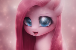 Size: 768x512 | Tagged: safe, imported from derpibooru, pinkie pie, earth pony, pony, ai content, ai generated, bust, cute, female, mare, open mouth, pinkamena diane pie, portrait, solo