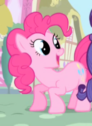 Size: 201x275 | Tagged: safe, imported from derpibooru, screencap, pinkie pie, rarity, earth pony, pony, unicorn, excited, female, happy, house, looking at someone, mare, offscreen character, open mouth, open smile, smiling, solo focus, standing