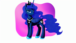 Size: 1024x576 | Tagged: safe, imported from derpibooru, princess luna, alicorn, pony, ai content, ai generated, cute, female, mare, simple background, solo, white background