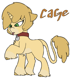 Size: 1311x1449 | Tagged: safe, artist:brainiac, imported from derpibooru, oc, oc only, oc:cage, pony, unicorn, chest fluff, cloven hooves, collar, femboy, freckles, male, pet play, simple background, solo, stallion, transparent background