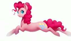 Size: 896x512 | Tagged: safe, imported from derpibooru, pinkie pie, earth pony, pony, ai content, ai generated, cute, female, lying down, mare, prone, simple background, solo, white background
