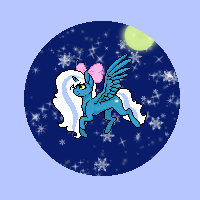 Size: 200x200 | Tagged: safe, artist:dtxshadow, imported from derpibooru, oc, oc only, oc:fleurbelle, alicorn, pony, alicorn oc, bow, female, hair bow, horn, icon, mare, moon, pixel art, snow, snowflake, solo, wings