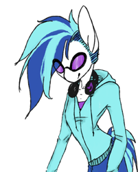 Size: 600x747 | Tagged: safe, artist:vautaryt, imported from derpibooru, dj pon-3, vinyl scratch, anthro, clothes, female, headphones, hoodie, simple background, solo, transparent background, vinyl's glasses