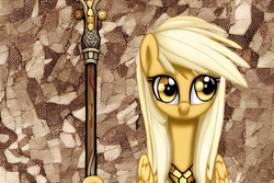 Size: 3072x2048 | Tagged: safe, editor:felisamafeles, imported from derpibooru, derpy hooves, pegasus, pony, ai content, ai generated, generator:stable diffusion, mosaic, solo, staff, wings