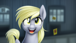 Size: 1024x576 | Tagged: safe, imported from derpibooru, derpy hooves, pegasus, pony, ai content, ai generated, cute, female, mare, open mouth, solo