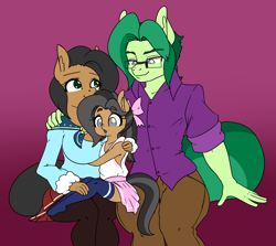 Size: 2698x2407 | Tagged: safe, artist:appelknekten, imported from derpibooru, oc, oc only, oc:anna, oc:appel, oc:ava, anthro, anthro oc, cute, daughter, family, father, father and child, father and daughter, female, glasses, hand on shoulder, male, mother, mother and child, mother and daughter, simple background, story included