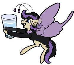 Size: 1800x1600 | Tagged: safe, artist:brainiac, imported from derpibooru, oc, oc only, oc:shotglass, breezie, fallout equestria, cute, fallout equestria:all things unequal (pathfinder), female, mare, shotglass, simple background, smiling, solo, transparent background, water, wings