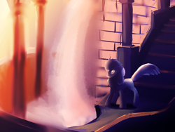 Size: 2920x2200 | Tagged: safe, artist:brainiac, imported from derpibooru, oc, oc only, kirin, shadow pony, dreamscape, painting, shadow, solo