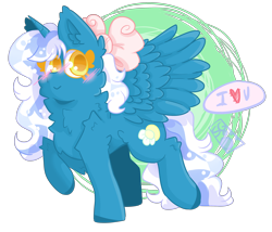 Size: 3500x3000 | Tagged: safe, artist:stinkygooby, imported from derpibooru, oc, oc only, oc:fleurbelle, alicorn, pony, alicorn oc, blushing, bow, cute, female, hair bow, horn, mare, simple background, solo, speech bubble, transparent background, wings, yellow eyes