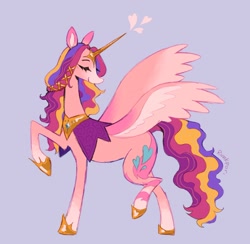 Size: 1218x1191 | Tagged: safe, artist:runkpori, imported from derpibooru, princess cadance, alicorn, pony, alternate design, eyes closed, female, mare, simple background, solo, spread wings, wings