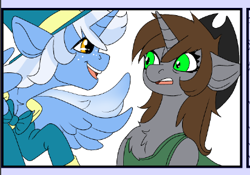 Size: 412x288 | Tagged: safe, artist:brainiac, imported from derpibooru, oc, oc only, oc:littlepip, alicorn, pony, unicorn, fallout equestria, brainiacs sketchbook (set), clothes, duo, floppy ears, freckles, hat