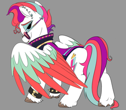 Size: 667x584 | Tagged: safe, artist:brainiac, imported from derpibooru, zipp storm, pegasus, pony, bracelet, brainiacs sketchbook (set), clothes, colored wings, ear piercing, female, g5, glasses, gray background, jacket, jewelry, mare, piercing, simple background, solo, spread wings, sunglasses, unshorn fetlocks, wings