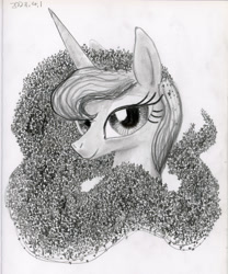 Size: 3333x4000 | Tagged: safe, artist:ja0822ck, imported from derpibooru, princess luna, alicorn, pony, bust, ethereal mane, female, mare, portrait, simple background, solo, starry mane, stars, traditional art