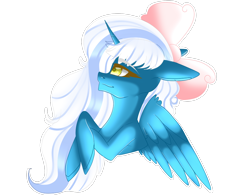 Size: 1054x823 | Tagged: safe, artist:sakimiaji, imported from derpibooru, oc, oc only, oc:fleurbelle, alicorn, pony, alicorn oc, bow, crossed legs, female, hair bow, horn, mare, simple background, smiling, solo, transparent background, wings, yellow eyes