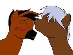 Size: 1024x779 | Tagged: safe, artist:mrbluenitro7, artist:xyclone, imported from derpibooru, oc, oc only, oc:blank slate, oc:velocity, blushing, gay, kissing, male, simple background, stallion, transparent background