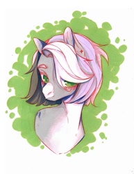 Size: 833x1080 | Tagged: safe, artist:dorry, imported from derpibooru, oc, oc only, pony, abstract background, bust, hair over one eye, marker drawing, portrait, scan, scanned, simple background, traditional art, white background