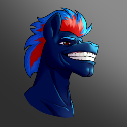 Size: 4000x4000 | Tagged: safe, artist:whatamelon, imported from derpibooru, oc, oc only, oc:black the dragon, pony, bust, gigachad, meme, portrait, smiling, smirk