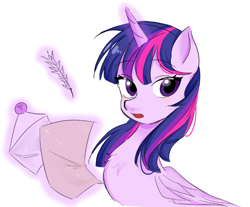 Size: 786x652 | Tagged: safe, artist:rainn__1026, imported from derpibooru, twilight sparkle, alicorn, pony, female, glowing, glowing horn, horn, simple background, solo, twilight sparkle (alicorn), white background