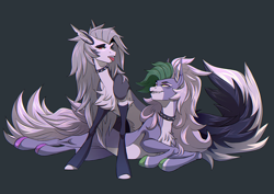 Size: 4711x3333 | Tagged: safe, artist:1an1, imported from derpibooru, demon, demon pony, earth pony, hellhound, pony, wolf, wolf pony, chest fluff, choker, crossover, female, five nights at freddy's, five nights at freddy's: security breach, hellhound pony, helluva boss, loona (helluva boss), mare, ponified, roxanne wolf, slim, species swap, tongue out